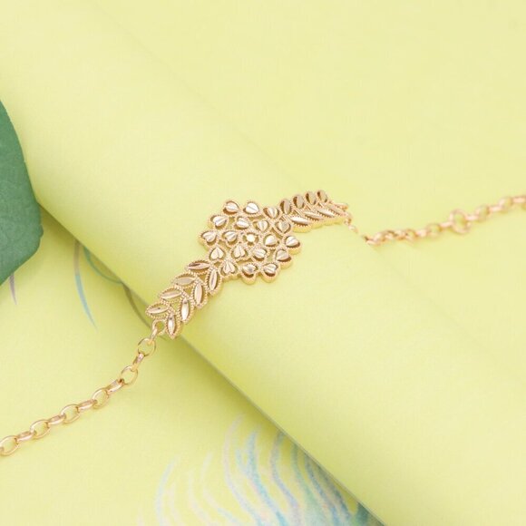 "Elegant Floral Leaf Rose Gold Bracelet with Adjustable, XPBL1137 - Picture 5 of 13